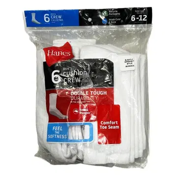 HANES/6P CUSHION CREW DOUBLE TOUGH SOCKS