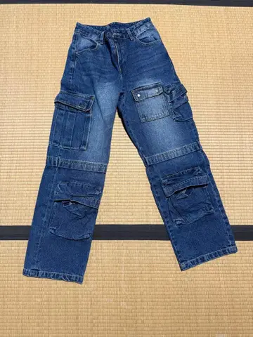 X-girl 다크 블루 카고 데님 팬츠