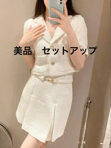 [ 새상품급 ] SNIDEL 스나이델 트위드 셋업 자켓 스커트