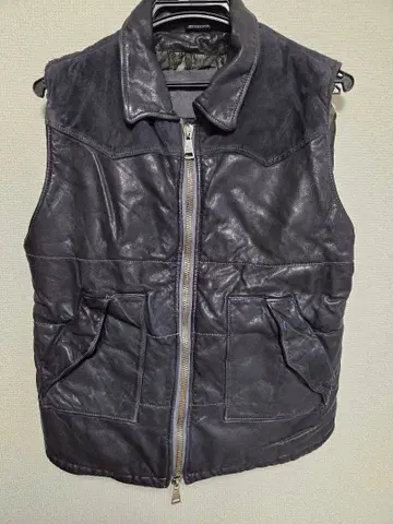 조르지오 브라토 다크 그레이 가죽 베스트 슬리브리스