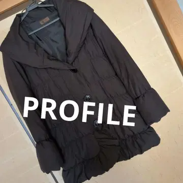 PROFILE 여배우 카라 부착 블랙 다운 자켓 프릴 다운 코트 38