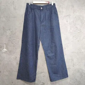 새상품급 Adoon plain 스티치 트라이 데님라이크 와이드 팬츠 M