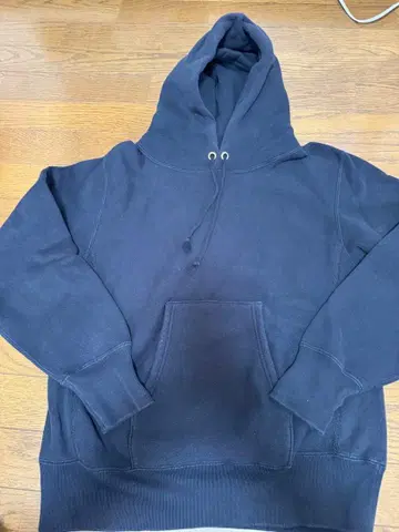 Champion 블랙 후드 부착 후드티 M