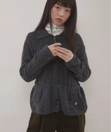 MUHET 셔링 니트 셔츠 가디건