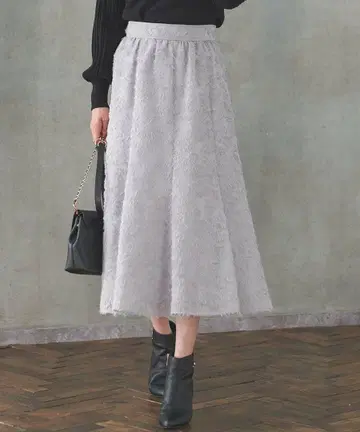 any SiS 워셔블 페더 플라워 자카드 스커트