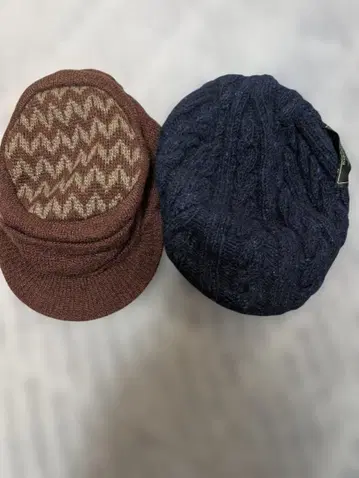 브라운 네이비 니트 모자 2세트