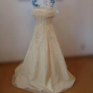 9호 옅은 옐로우 컬러 프릴 컬러 드레스