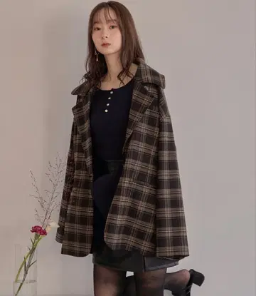 [ 익명 배송 ] mideal 체크 오버 자켓