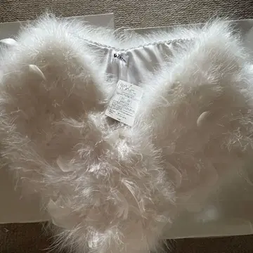화이트 깃털 100% 퍼 숄 프리 사이즈 성인식