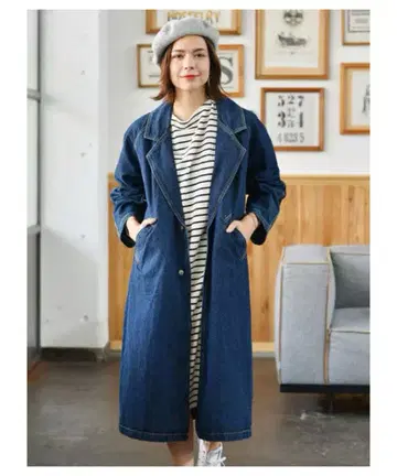 데님 롱 코트