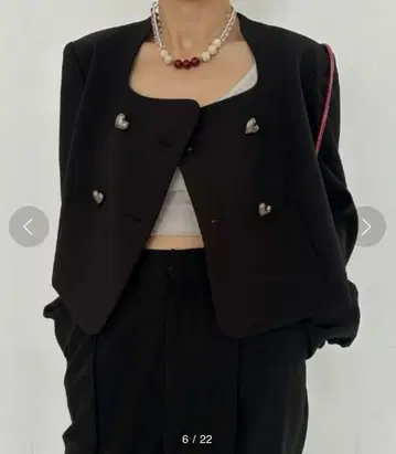 AMERI OTONA MUSE CURVE HEART JACKET 블랙