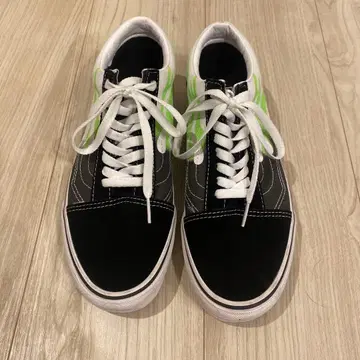 VANS 올드스쿨 25.5cm 블랙/그린 프레임