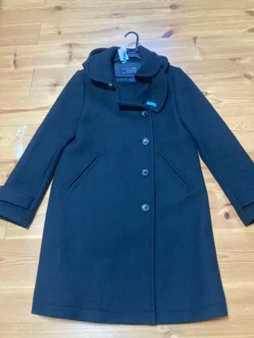 어반 리서치 도어즈 후드 부착 블랙 울 코트