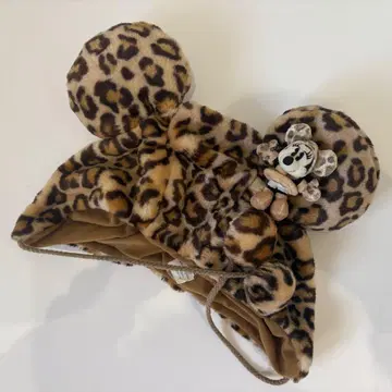 미니 팬캡 레오파드 무늬 봉제 인형 포함 브라운