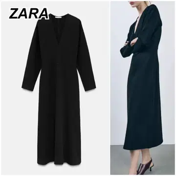 ZARA 자라 원피스 긴팔 블랙 미디 기장 니트 원단 [택 포함 새상품]