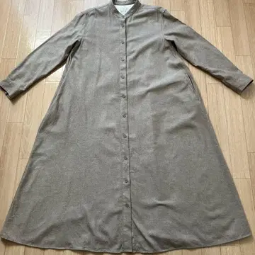무인양품 양면 기모 플란넬 스탠드 카라 원피스 M 베이지