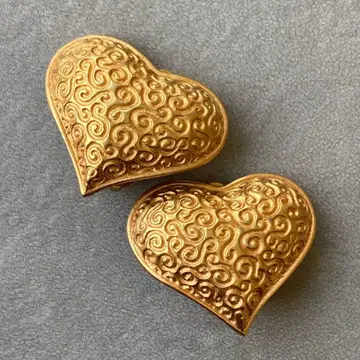 빈티지 앤티크 골드 귀찌 하트 앤클라인 레트로