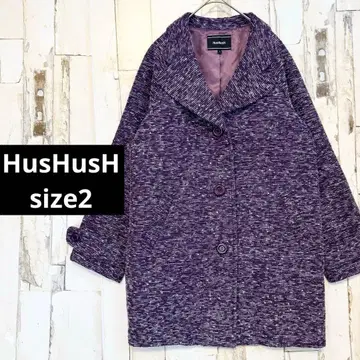 해시 아쉬 롱 코트 체스터 코트 믹스 트위드 보라색 2