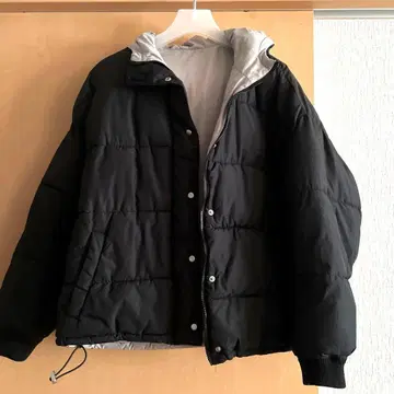 다운 점퍼 리버서블 블랙 그레이