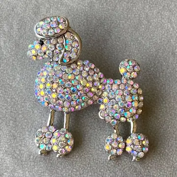 빈티지 앤티크 브로치 푸들 도그 실버 레트로