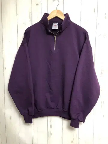 90s JERZEES 하프 지퍼 무지 맨투맨 퍼플 XL r9