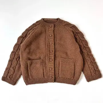 네스트로브 페루 케이블 슬리브 니트 가디건 카멜