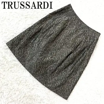 트루사르디 레오파드 무늬 폴리에스테르 타이트 스커트 브라운 38 B191