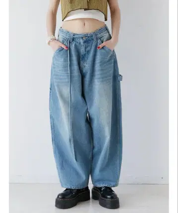 jouetie 와이드 페인터 데님 팬츠 라이트 블루