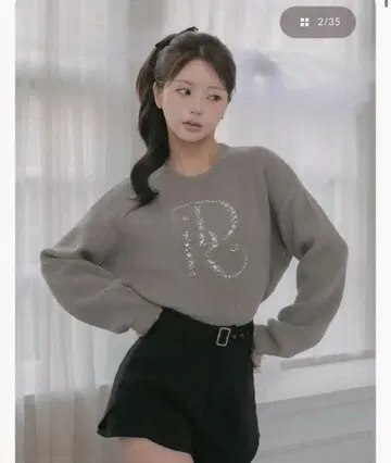 다리치 DR 비쥬 볼륨 리브 니트탑