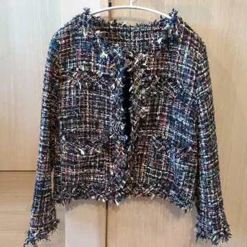 Qung 트위드 노카라 자켓