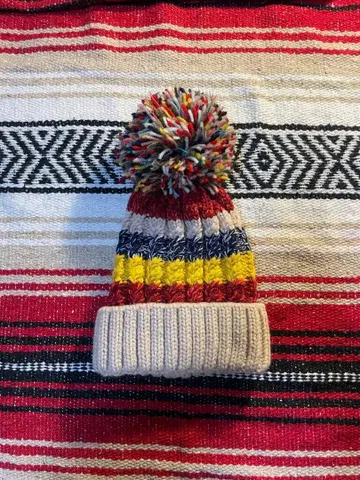 90s 00s 멀티 컬러 폼폼 니트 모자 비니