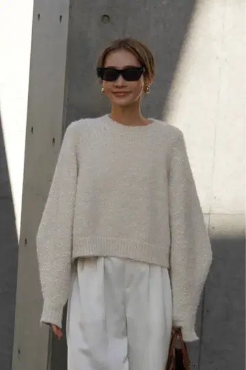 새상품 ELLIE 리본 믹스 니트 화이트 F 사이즈