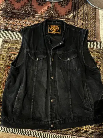 블랙 데님 슬리브리스 베스트