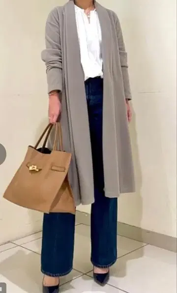 투모로우랜드 토스카나 저지 숄카라 코트 허리 벨트 포함