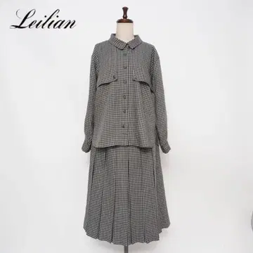 레리안 체크 무늬 셋업 스커트 그레이 사이즈 13+*HD1082