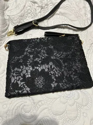 블랙 꽃무늬 레이스 파티 백