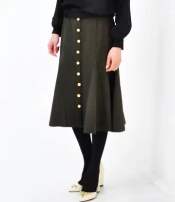 AVIE 볼륨 머메이드 스커트 카키