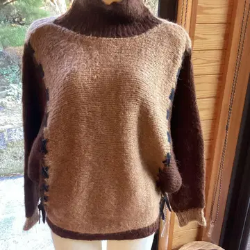 알파카 100 브라운 터틀넥 니트 스웨터 빈티지