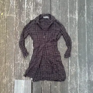 LGB 롱 셔츠 주름 가공 깊은 플리츠