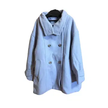 라이트 블루 더블 브레스트 체스터 코트