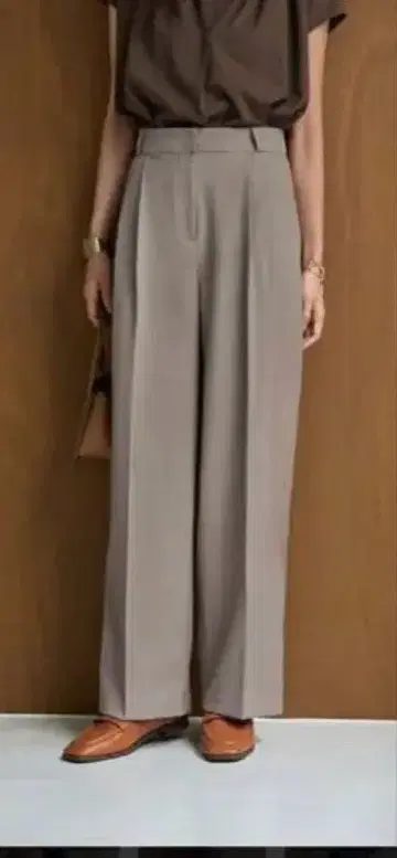 스타일 델리*중간 두께 2 턱 와이드 팬츠*그레이지*S 사이즈