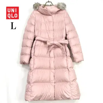 UNIQLO 라이트웨이트 다운 후디드 코트 롱 라이트핑크