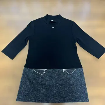 피코네 블랙 7부 소매 원피스 튜닉 38