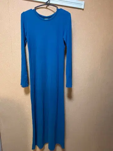 ungrid 파란색 긴팔 롱 니트 원피스