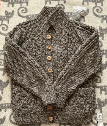 INVERALLAN 울 가디건 브라운 그레이 계열 브라운 택