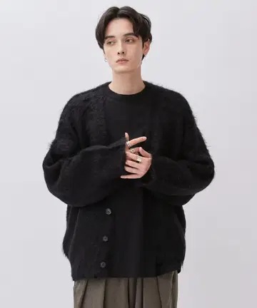 Lui's 알파카 혼방 샤기 가디건