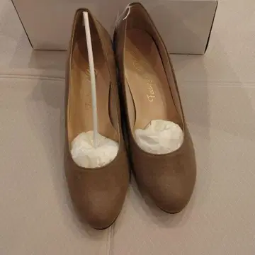 베이지 스웨이드 느낌 웨지힐 펌프스 23.5cm