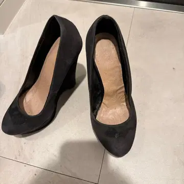 블랙 하이힐 스웨이드풍 약 8cm