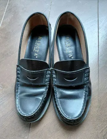 HARUTA 코인 로퍼 #3048 3E 23.5cm 천연 가죽 블랙