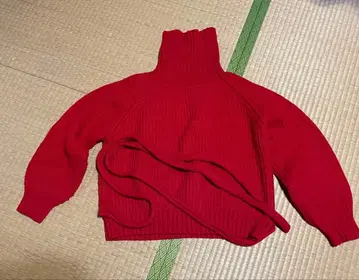 아메리 리브 하이넥 스웨터 레드